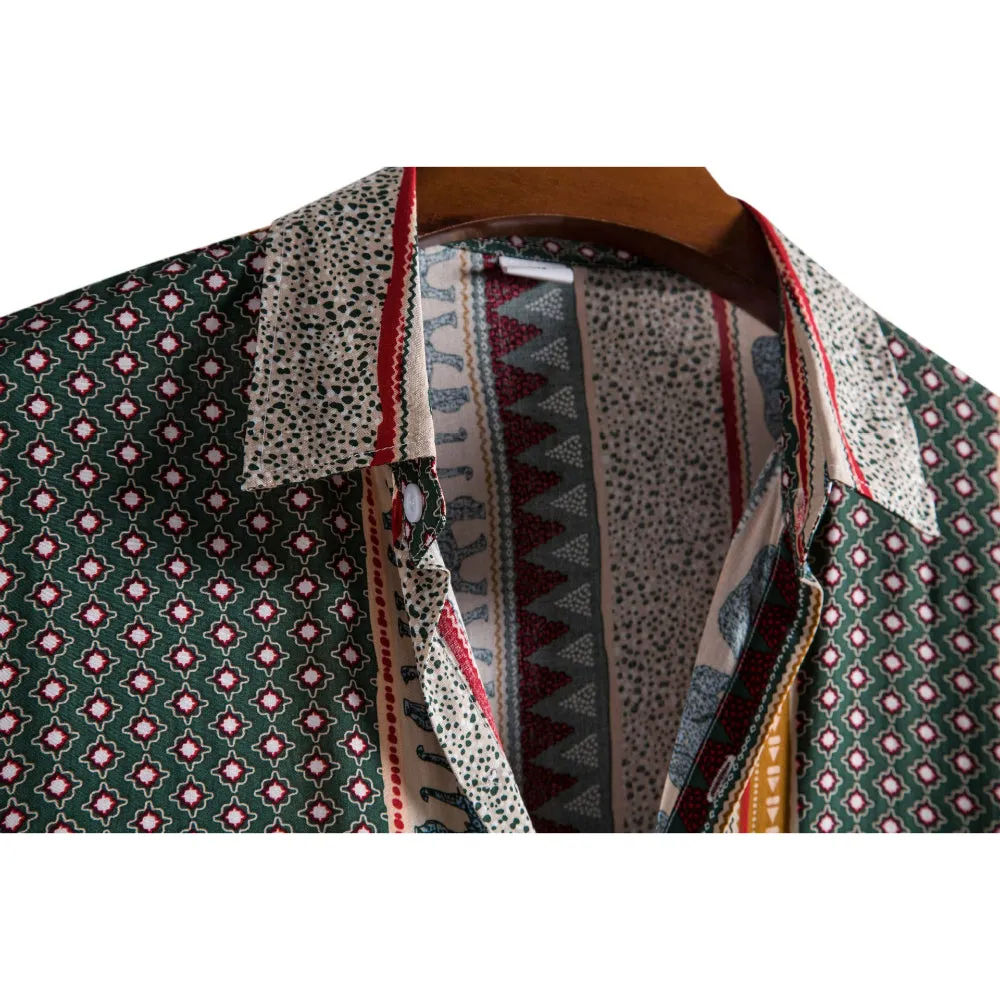 Ethnic Trend Printed Short-Sleeved Shirt