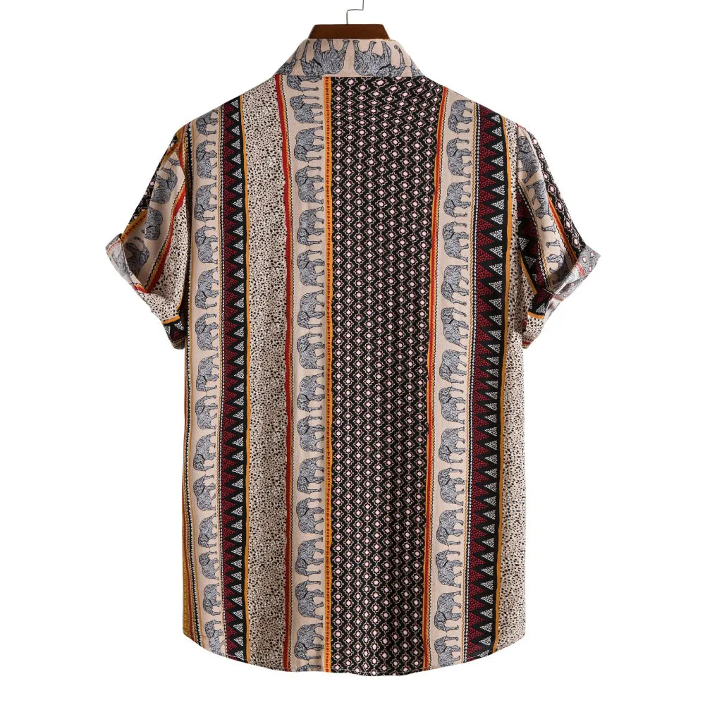 Ethnic Trend Printed Short-Sleeved Shirt