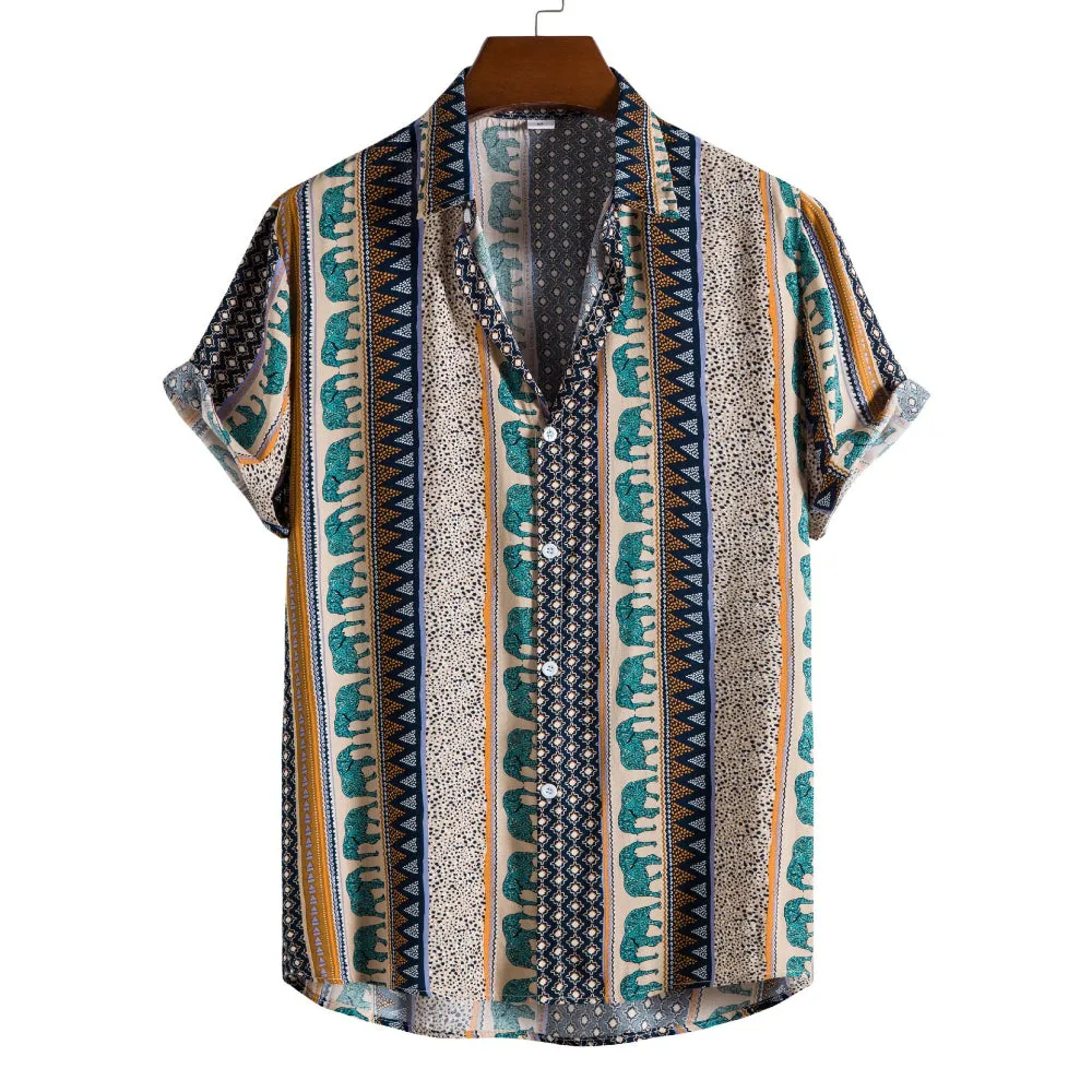 Ethnic Trend Printed Short-Sleeved Shirt