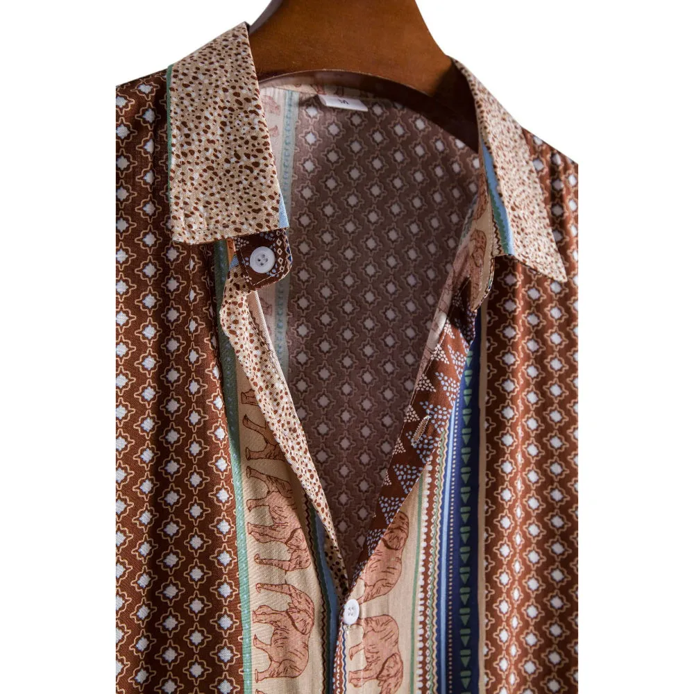 Ethnic Trend Printed Short-Sleeved Shirt