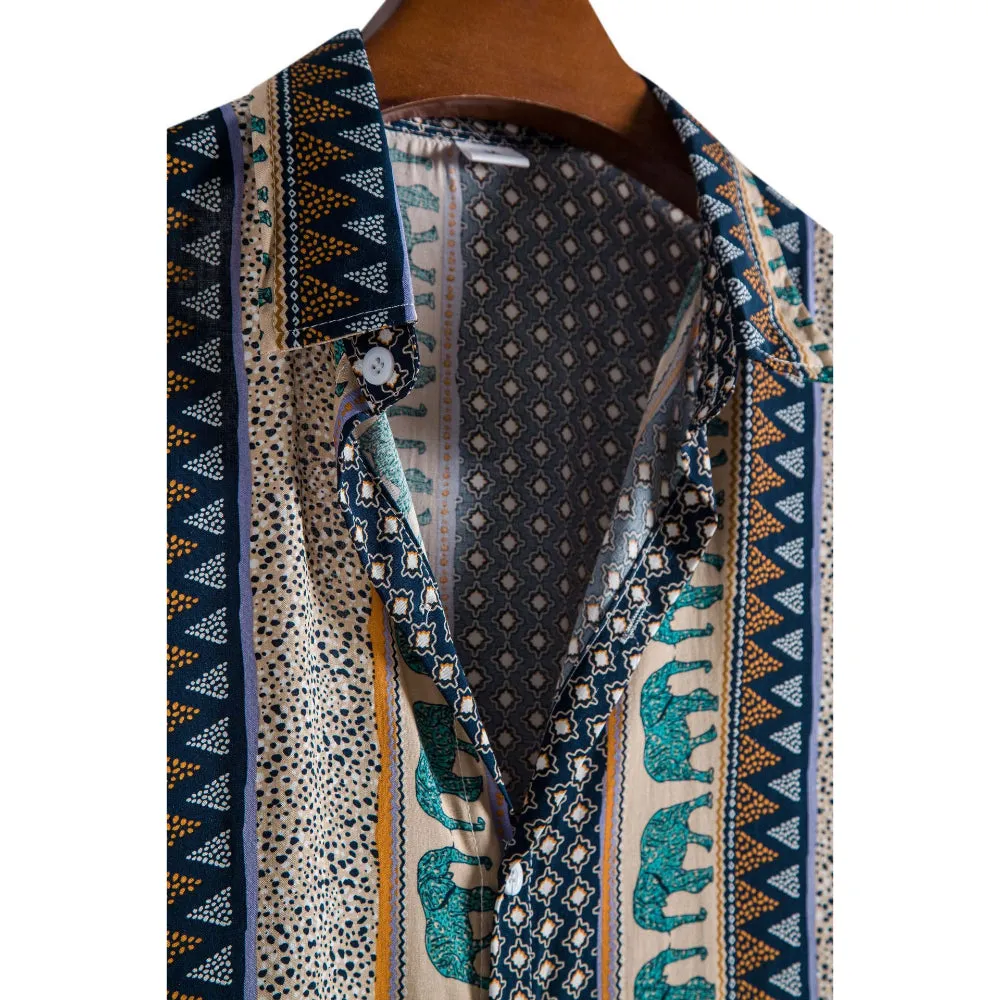 Ethnic Trend Printed Short-Sleeved Shirt