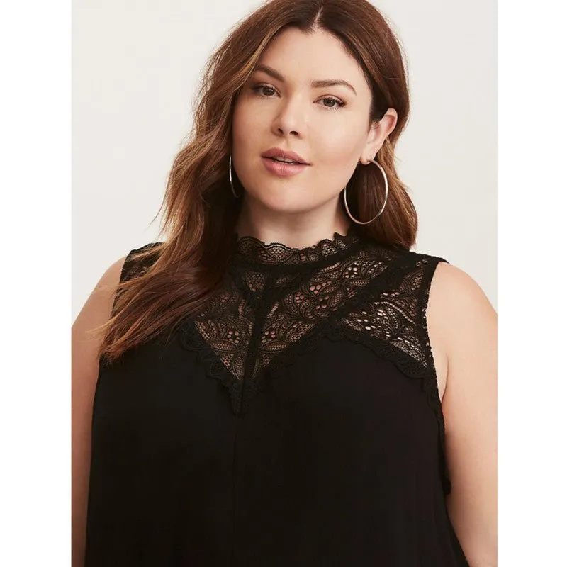 Exquisite Poly-Spandex Blend Lace Plus Size Top