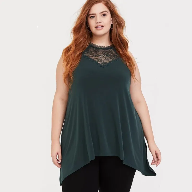 Exquisite Poly-Spandex Blend Lace Plus Size Top