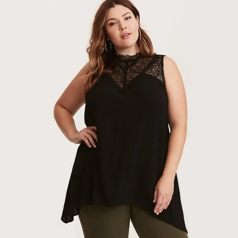 Exquisite Poly-Spandex Blend Lace Plus Size Top