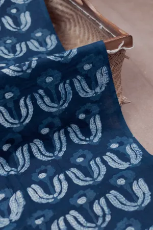 Faded Indigo Dabu Cotton Fabric