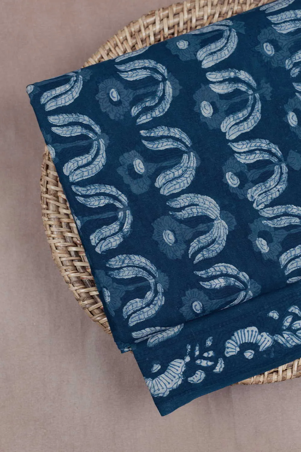 Faded Indigo Dabu Cotton Fabric