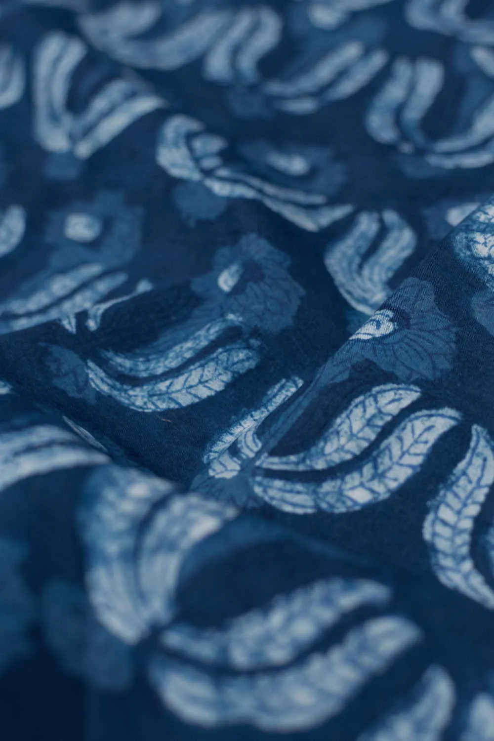 Faded Indigo Dabu Cotton Fabric
