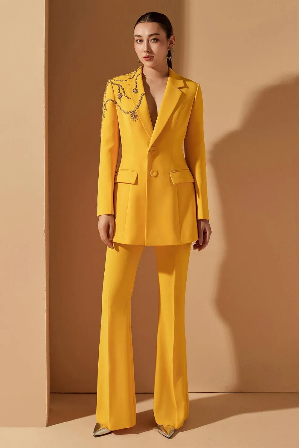Farlay Structured Notch Lapel Polyester Spandex Blazer