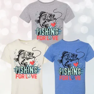 Fat Bear Friday 🐻 Fishing For Love Valentines Tee - (Youth)