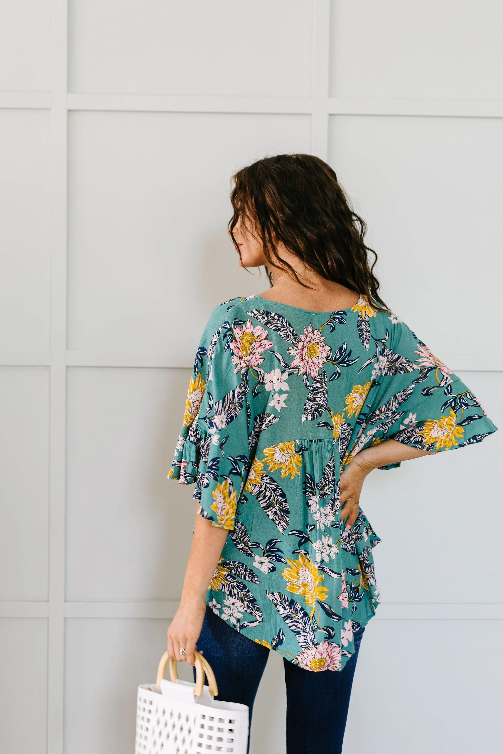 Feel The Teal Floral Blouse