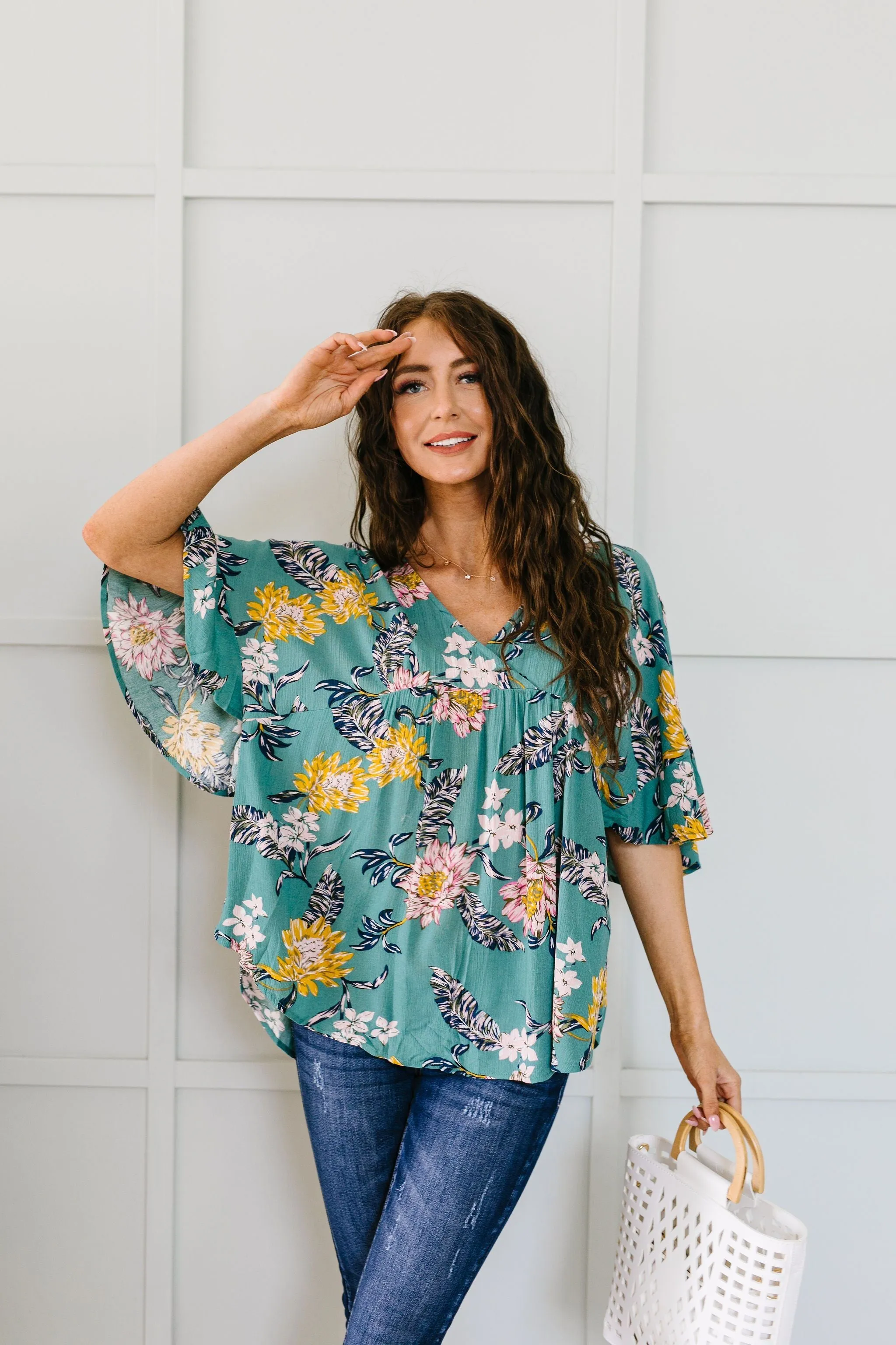 Feel The Teal Floral Blouse