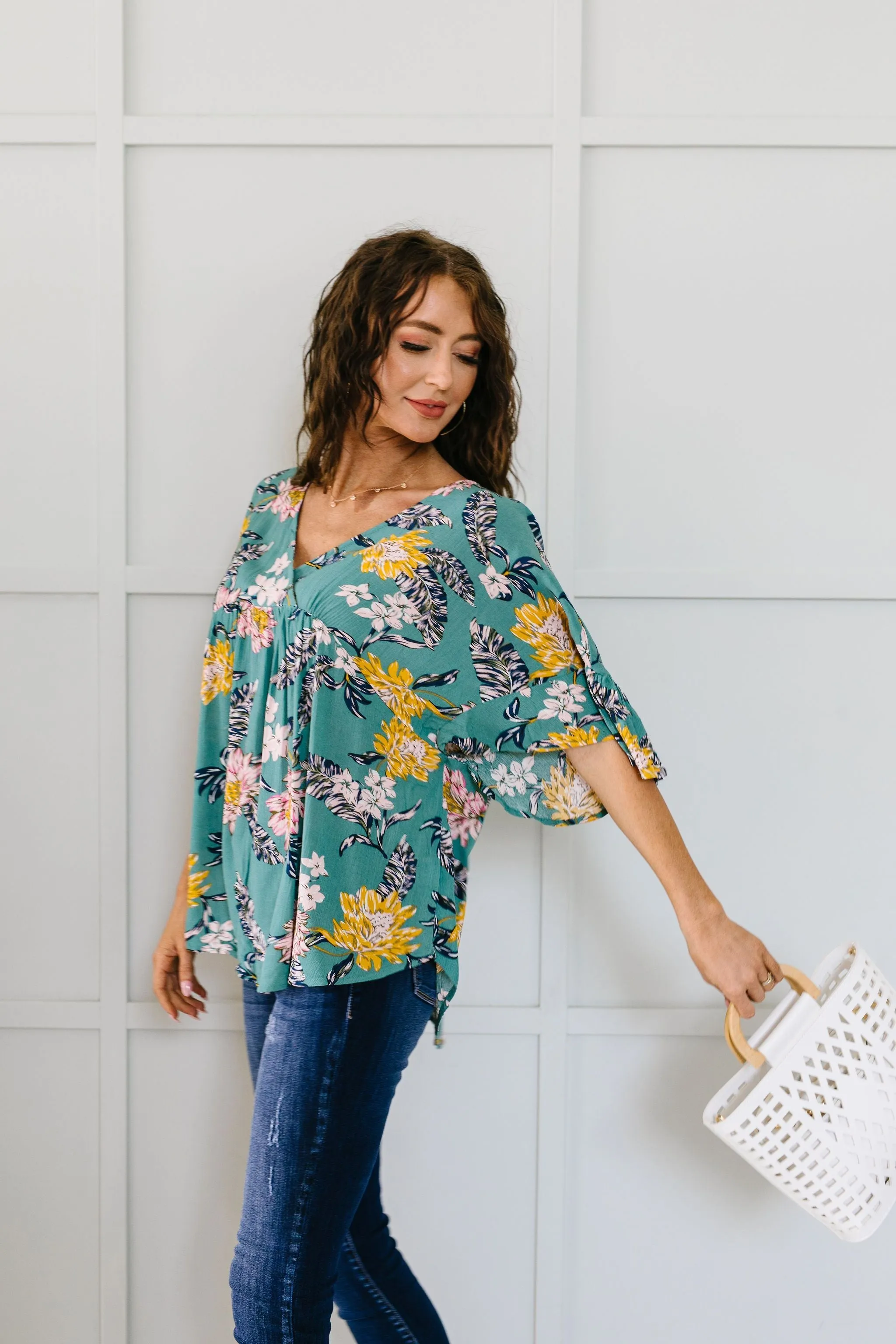Feel The Teal Floral Blouse