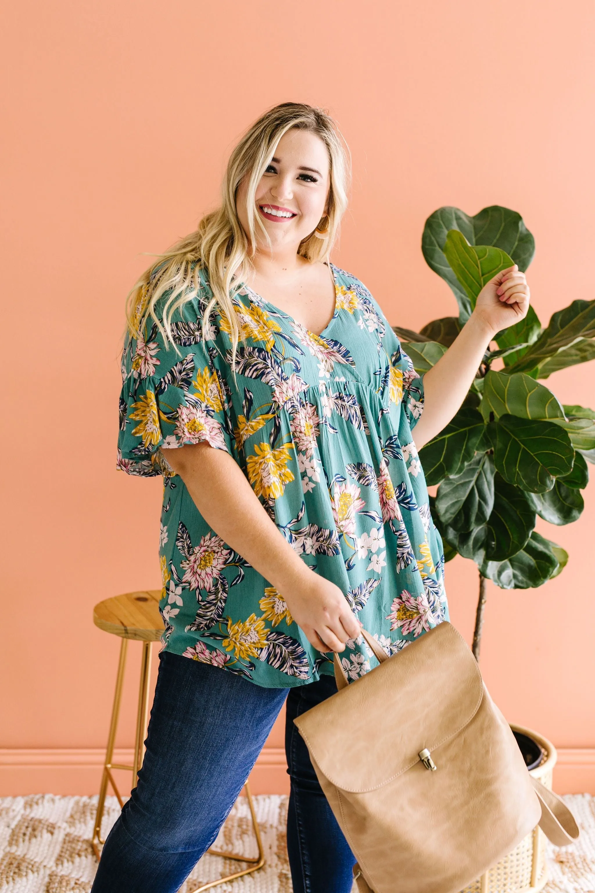 Feel The Teal Floral Blouse