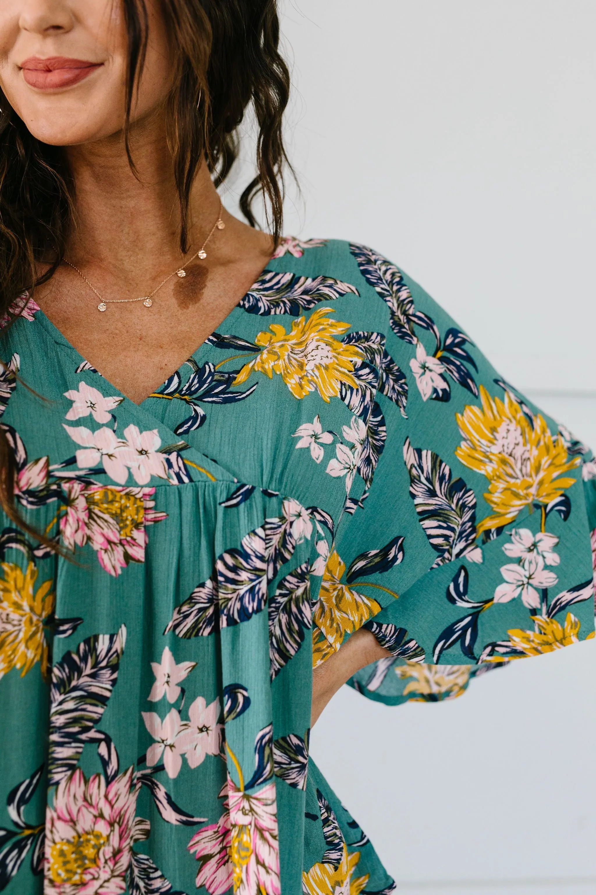 Feel The Teal Floral Blouse