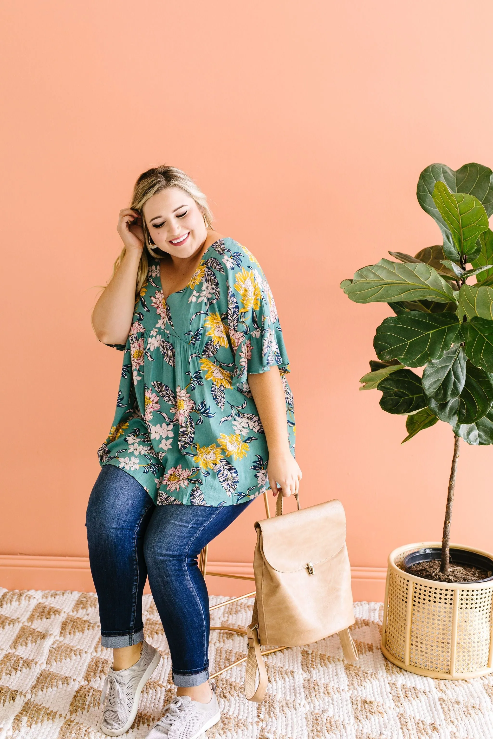 Feel The Teal Floral Blouse
