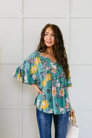 Feel The Teal Floral Blouse