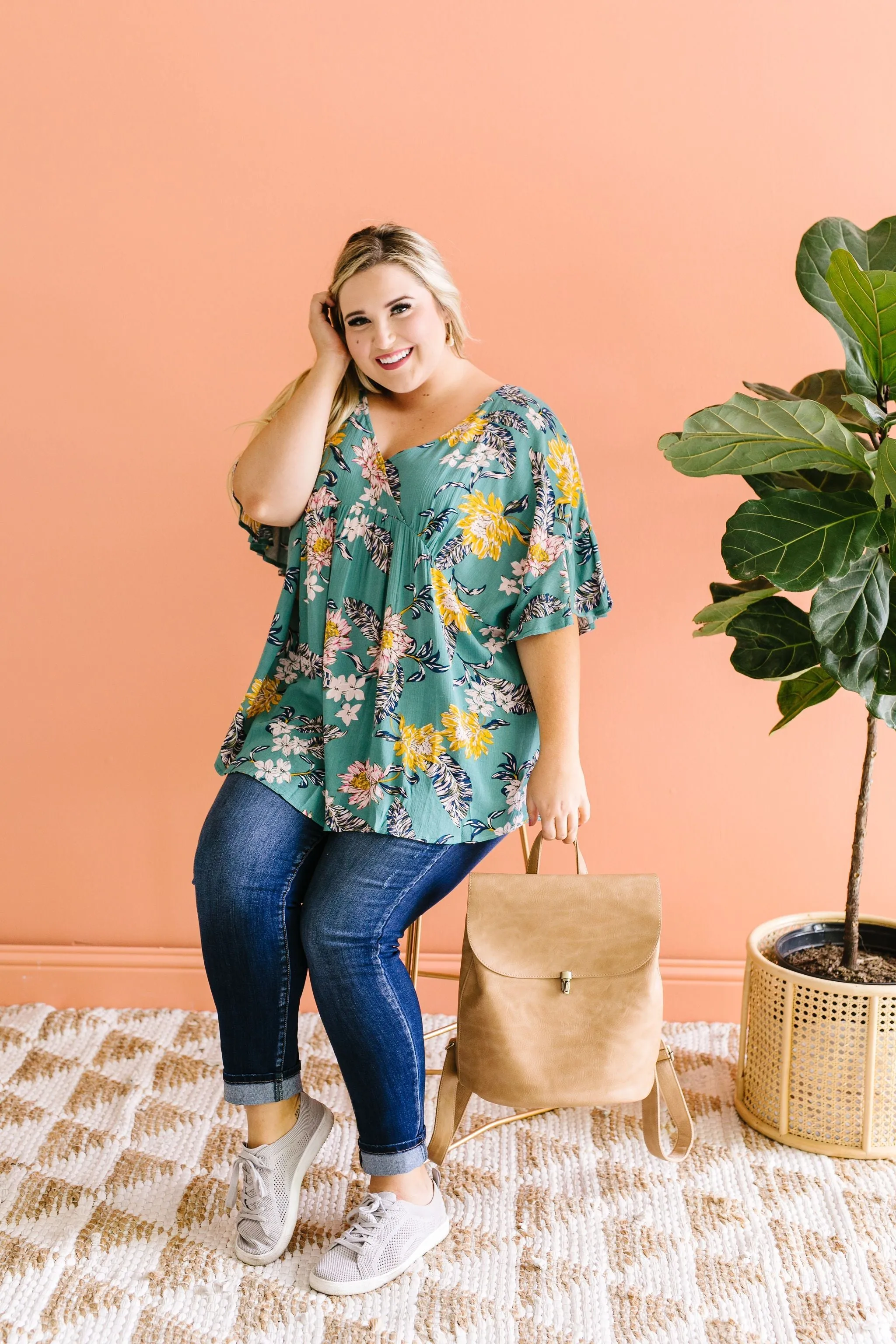 Feel The Teal Floral Blouse