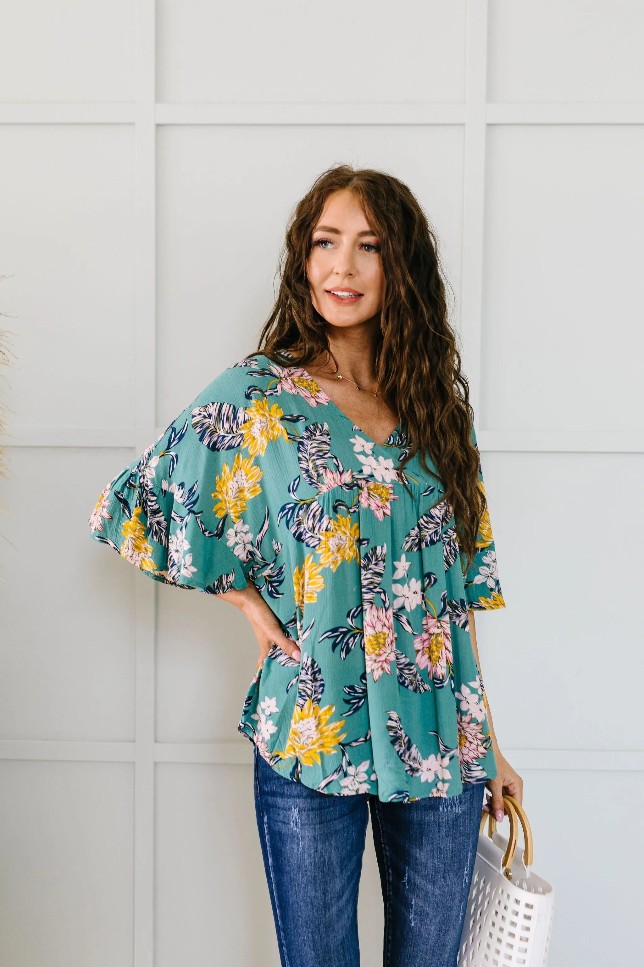 Feel The Teal Floral Blouse