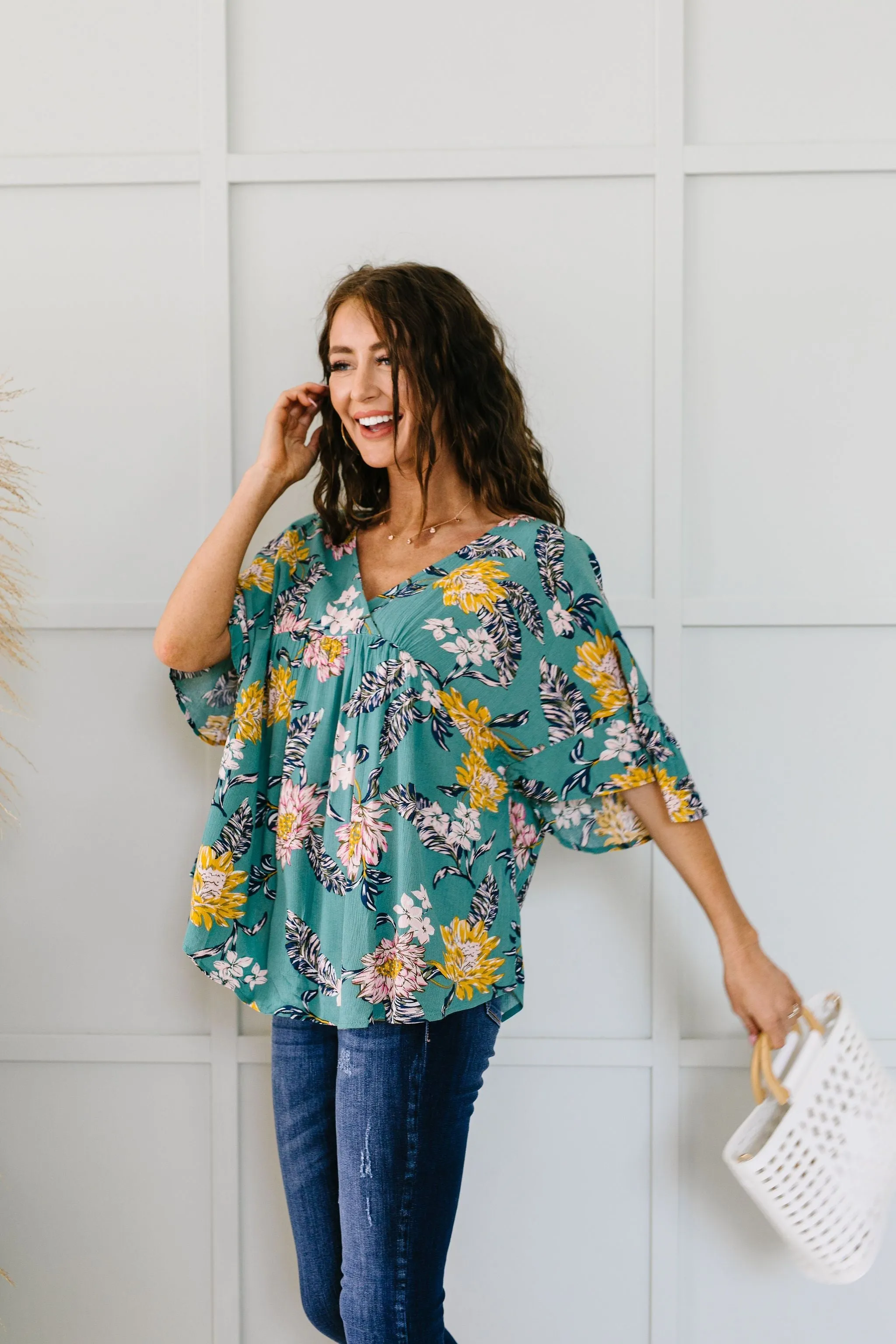 Feel The Teal Floral Blouse