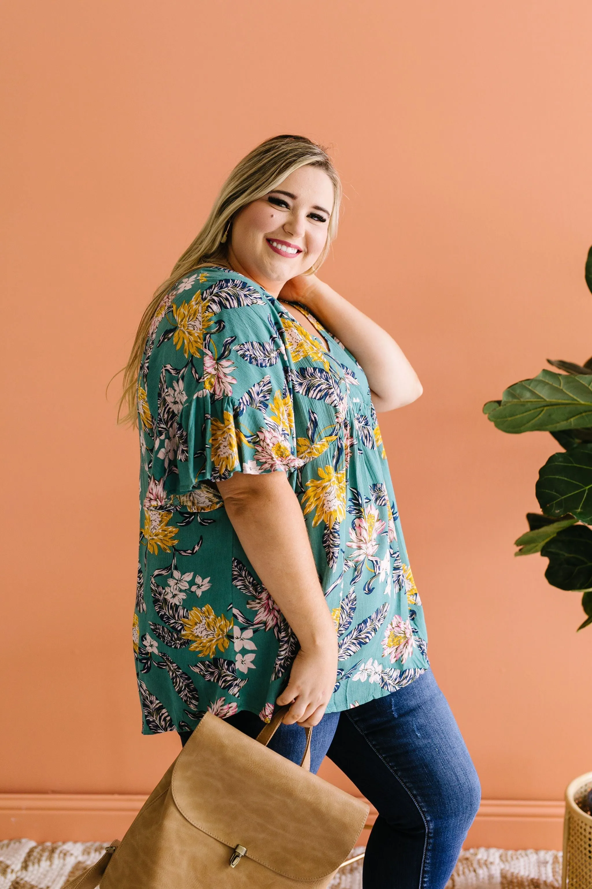 Feel The Teal Floral Blouse