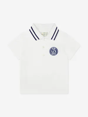 Fendi Baby Boys Logo Polo Shirt in White