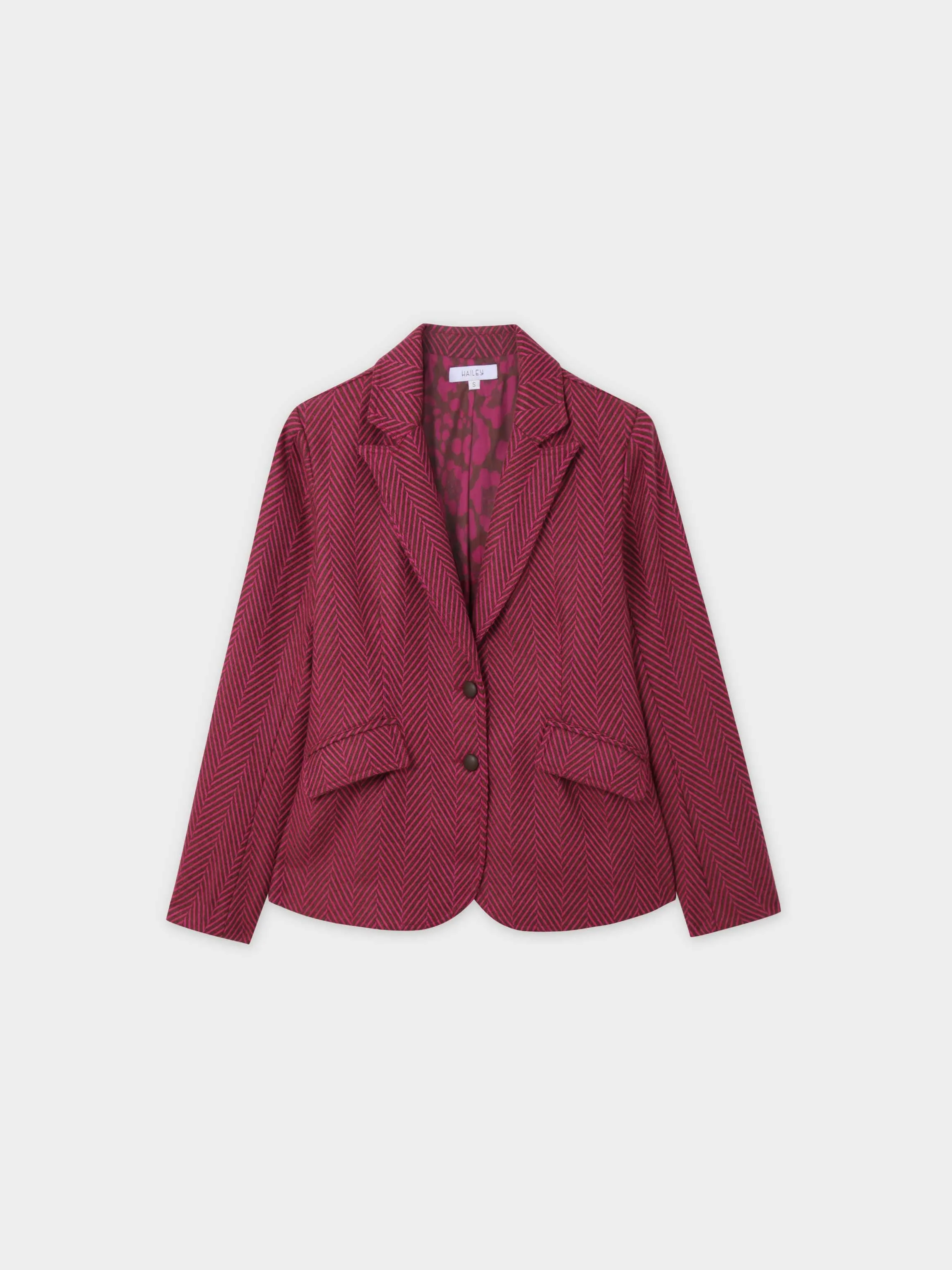 Fitted Blazer-Pink/Brown Herringbone