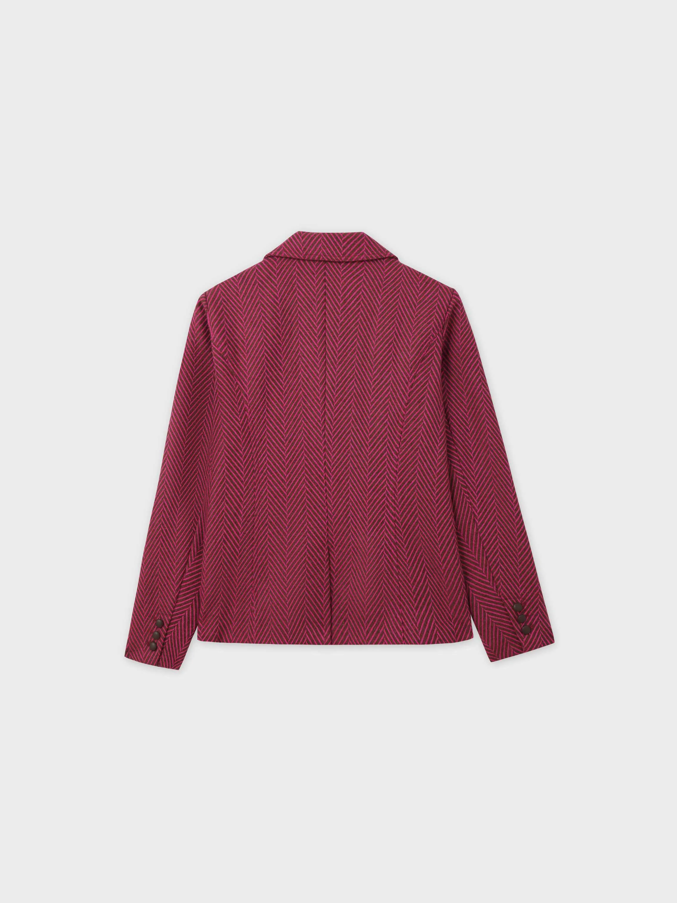 Fitted Blazer-Pink/Brown Herringbone
