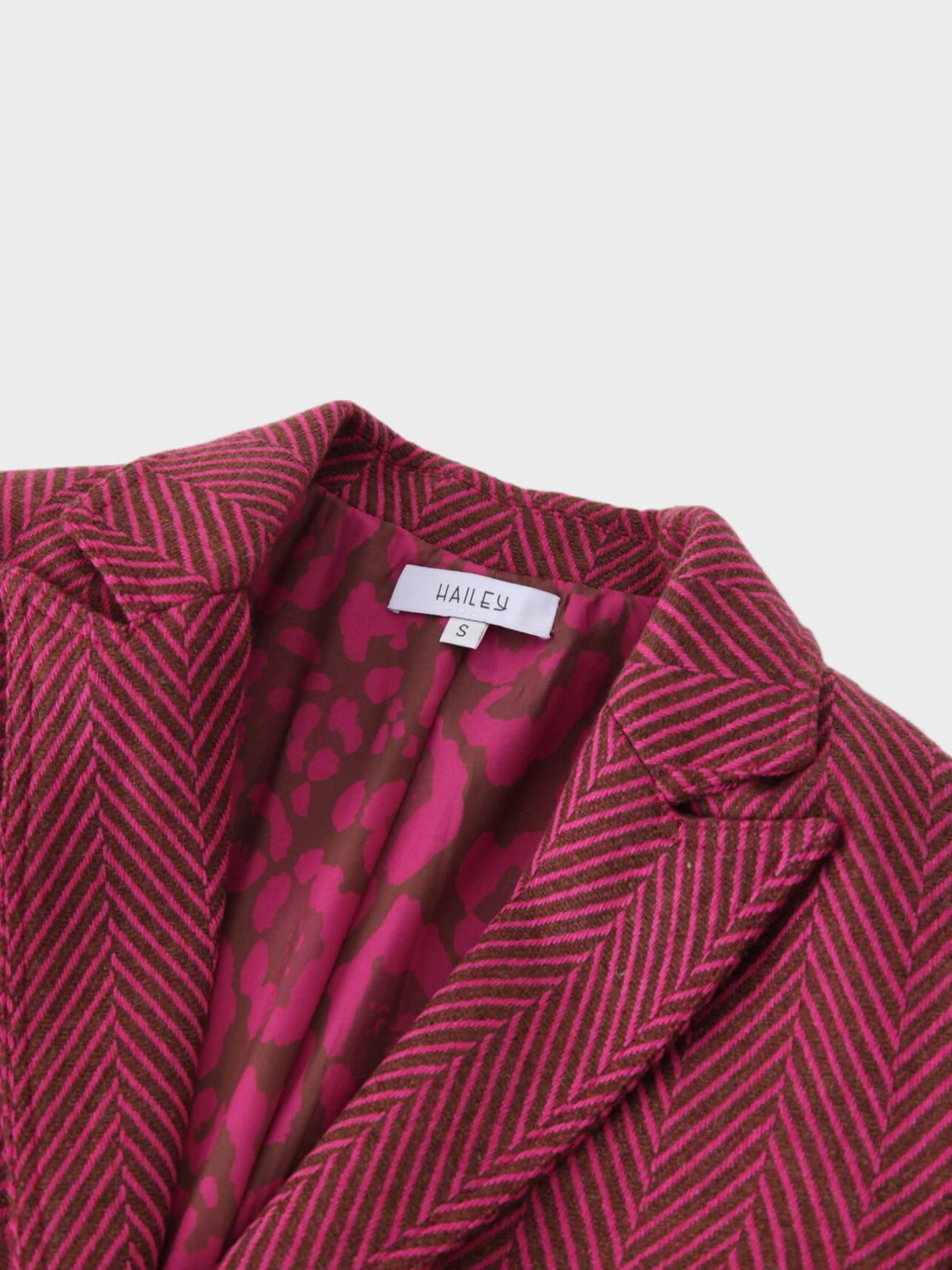 Fitted Blazer-Pink/Brown Herringbone