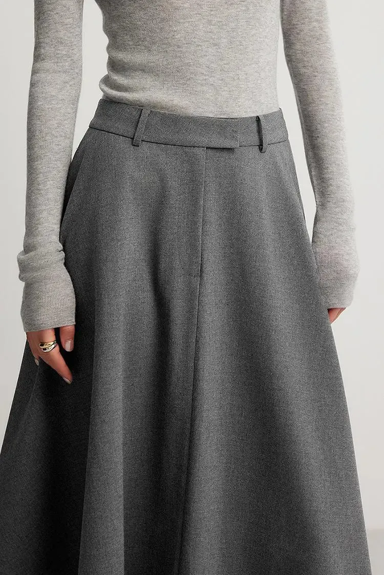 French Style Wool Flared Skirt