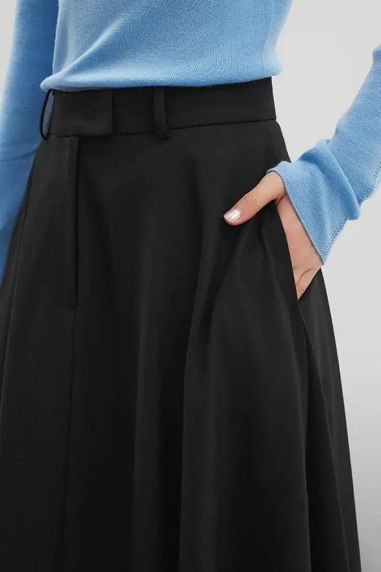 French Style Wool Flared Skirt