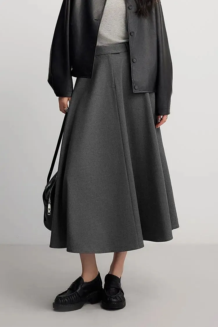 French Style Wool Flared Skirt
