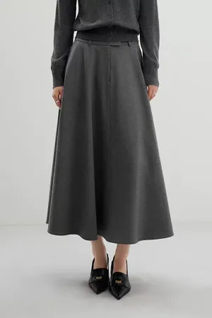 French Style Wool Flared Skirt