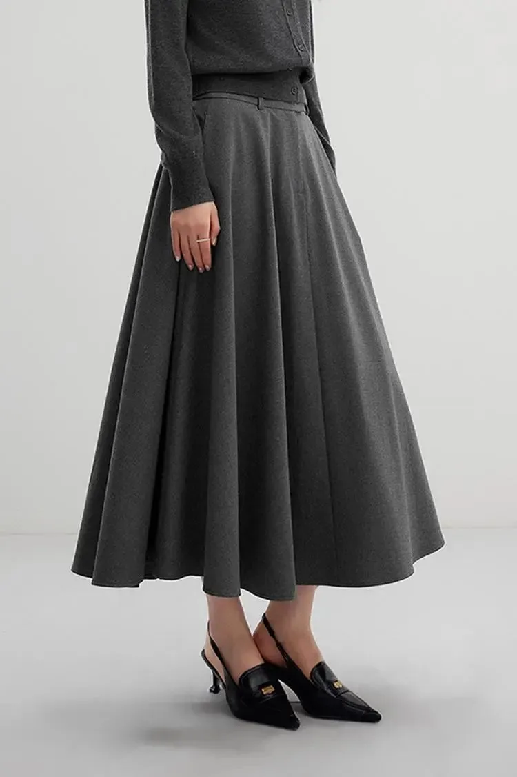 French Style Wool Flared Skirt