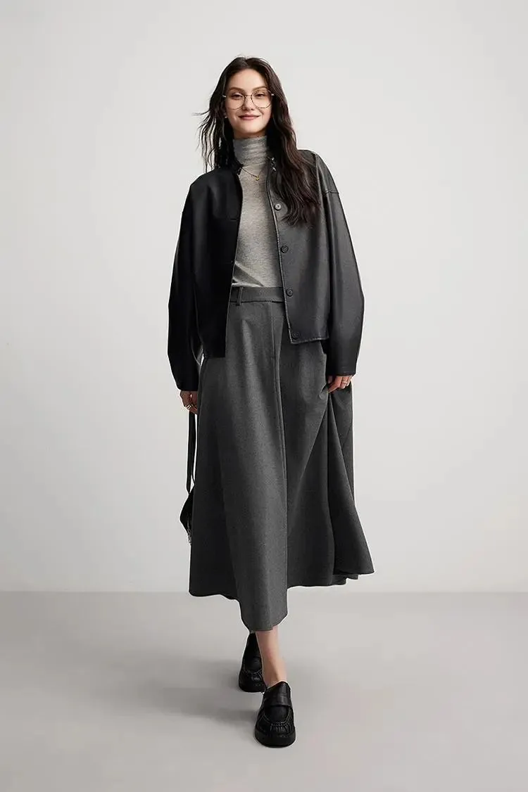 French Style Wool Flared Skirt