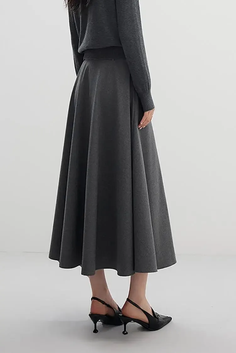 French Style Wool Flared Skirt