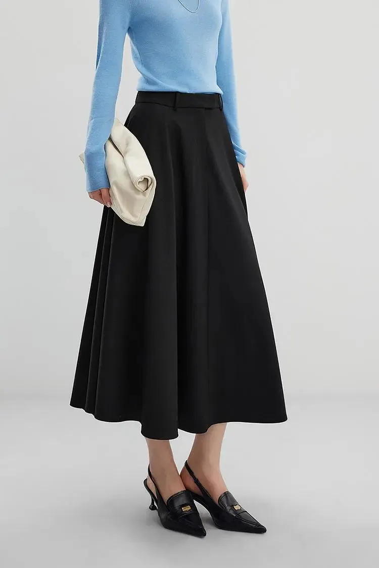 French Style Wool Flared Skirt