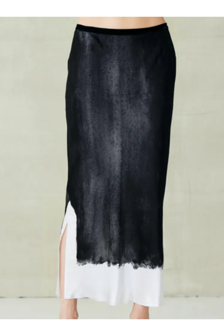 go by Go Silk Go Long For It Printed Skirt S195-SHAD | Shadow Dye Black/White | Clearance Final Sale