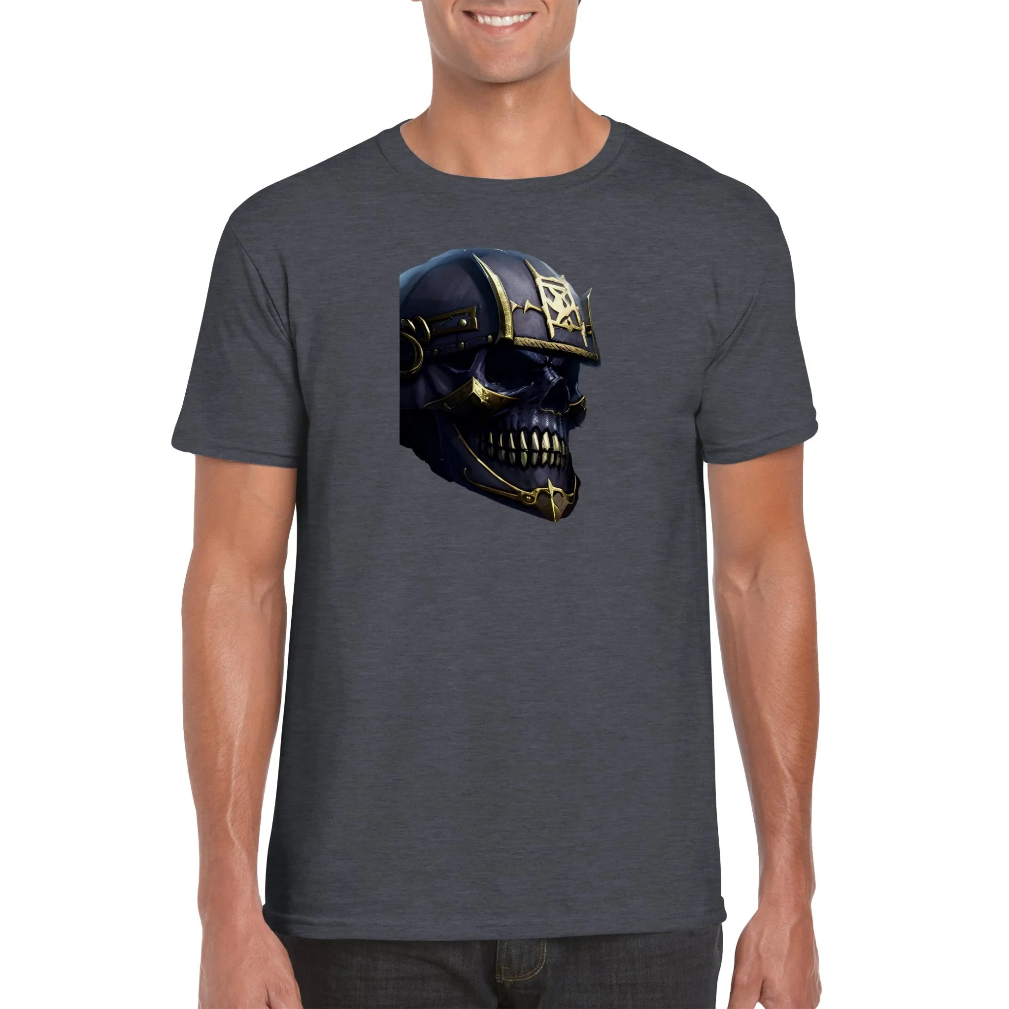 Gold Toothed Skull Warrior -  Classic Unisex Crewneck T-shirt