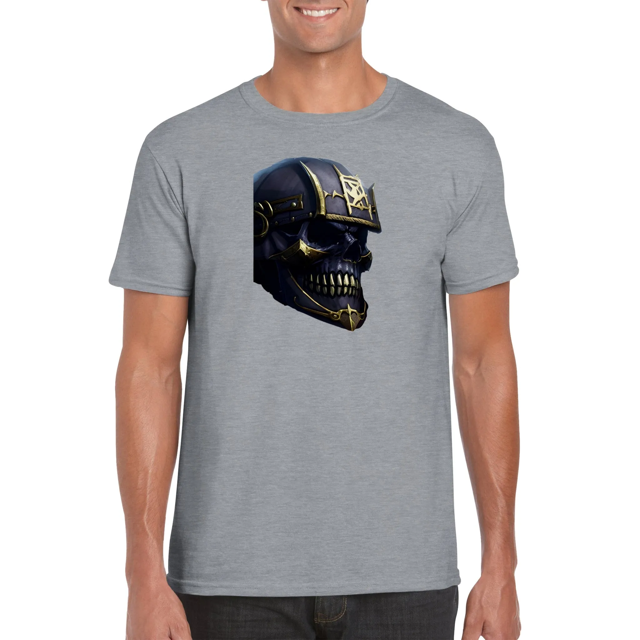 Gold Toothed Skull Warrior -  Classic Unisex Crewneck T-shirt