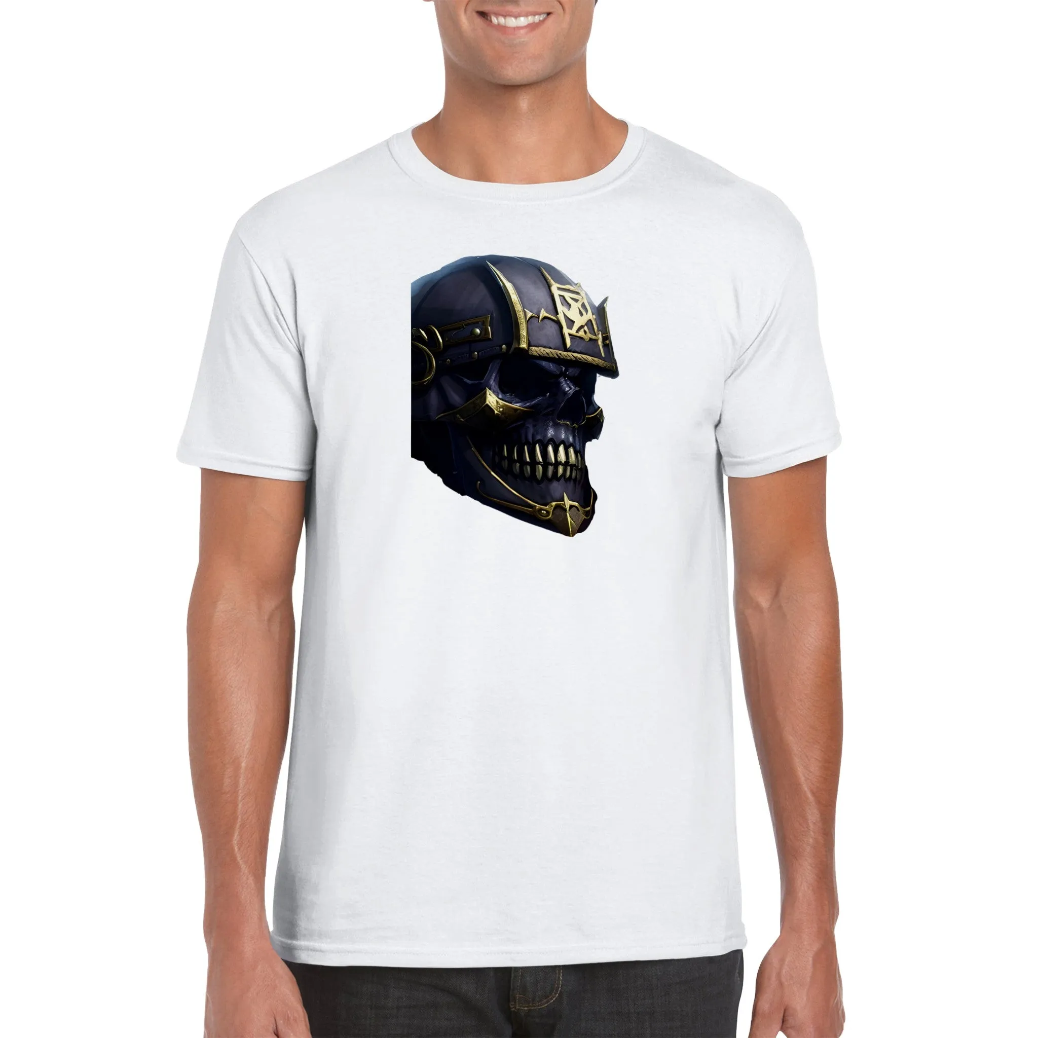 Gold Toothed Skull Warrior -  Classic Unisex Crewneck T-shirt