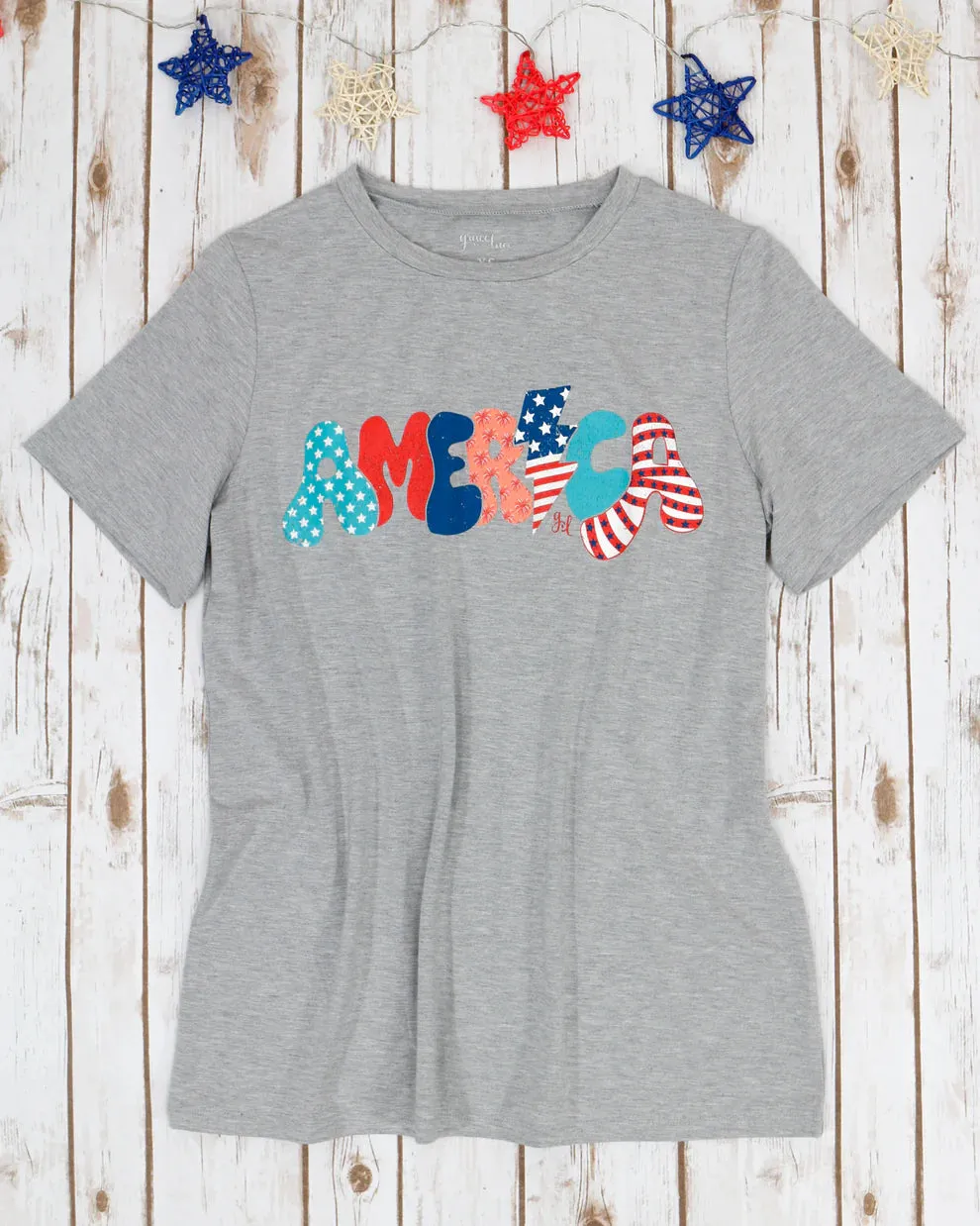 Grace & Lace Girlfriend Fit Graphic Tee - America