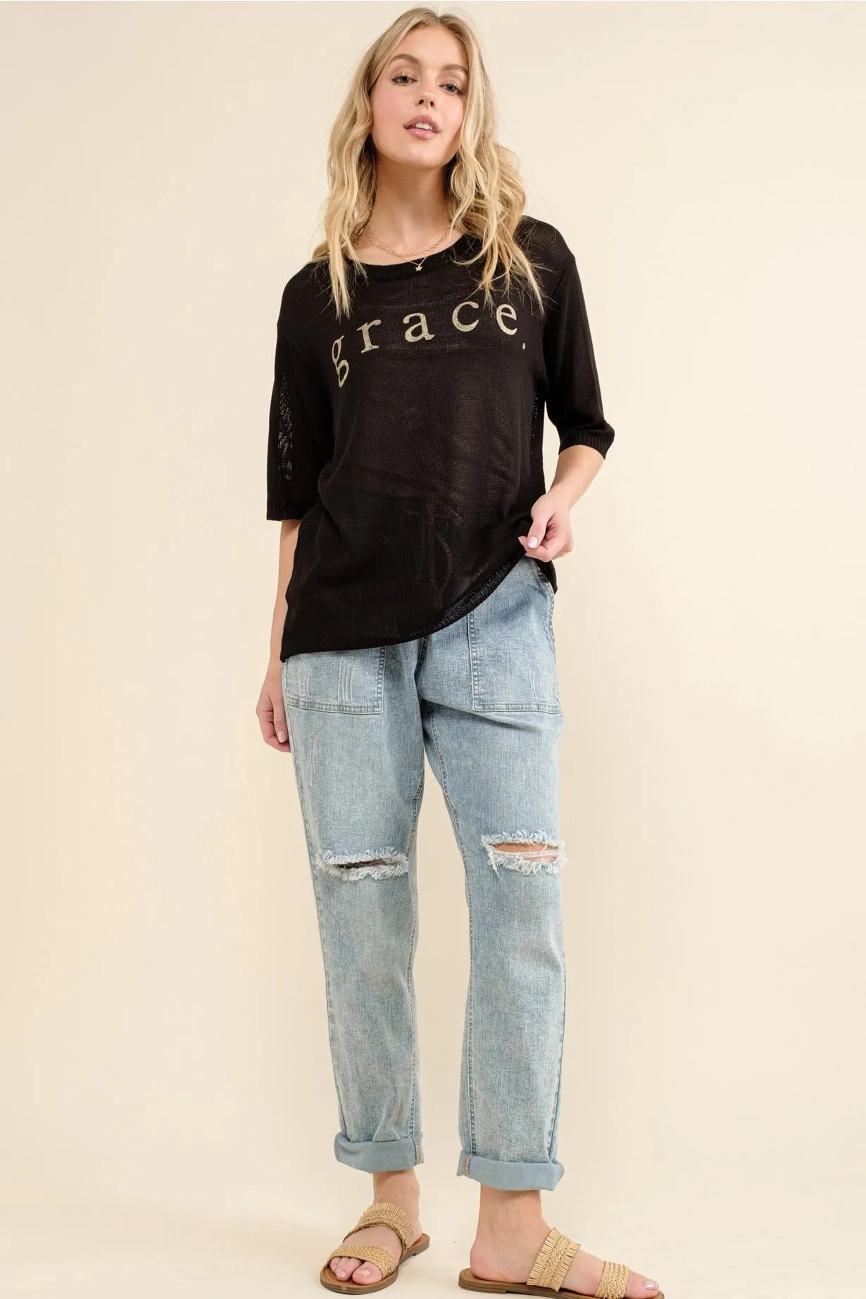 Grace foil print top