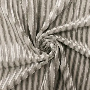 Gray Stripe Burnout Stretch Poly Spandex Velvet Knit Fabric