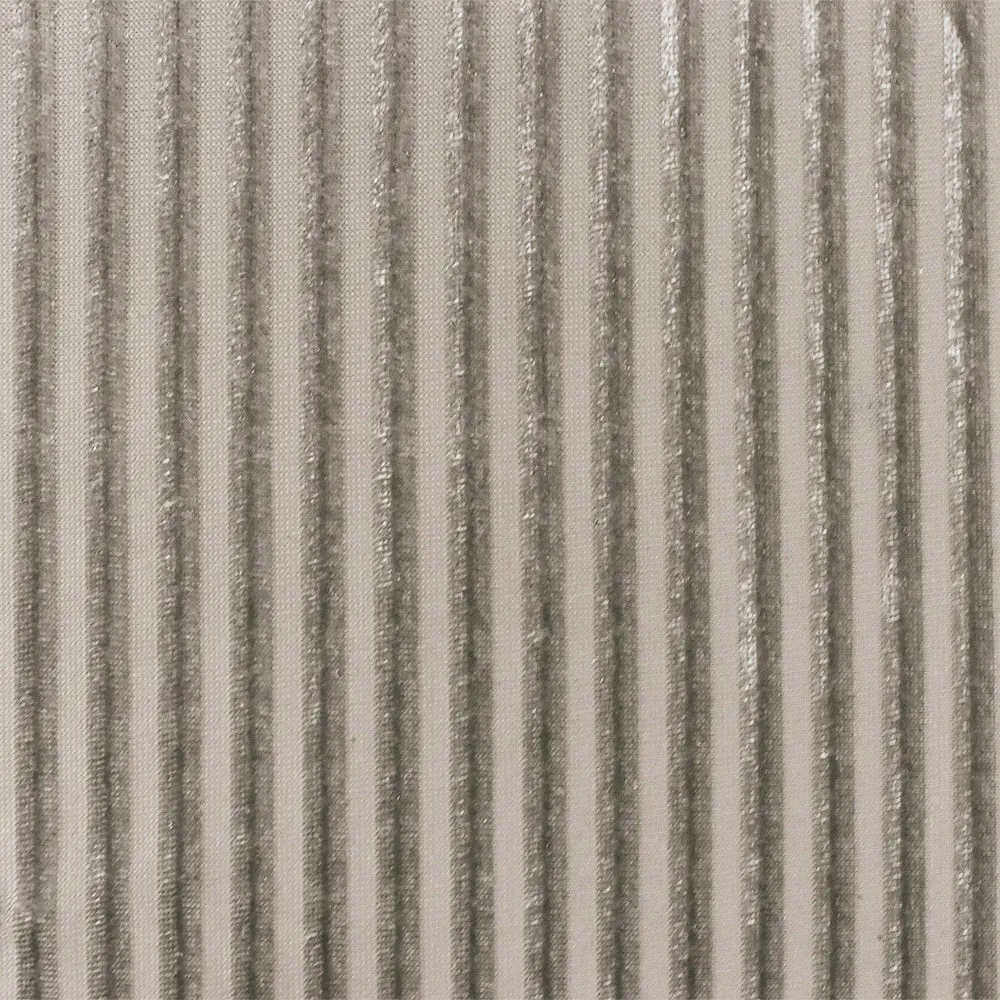 Gray Stripe Burnout Stretch Poly Spandex Velvet Knit Fabric