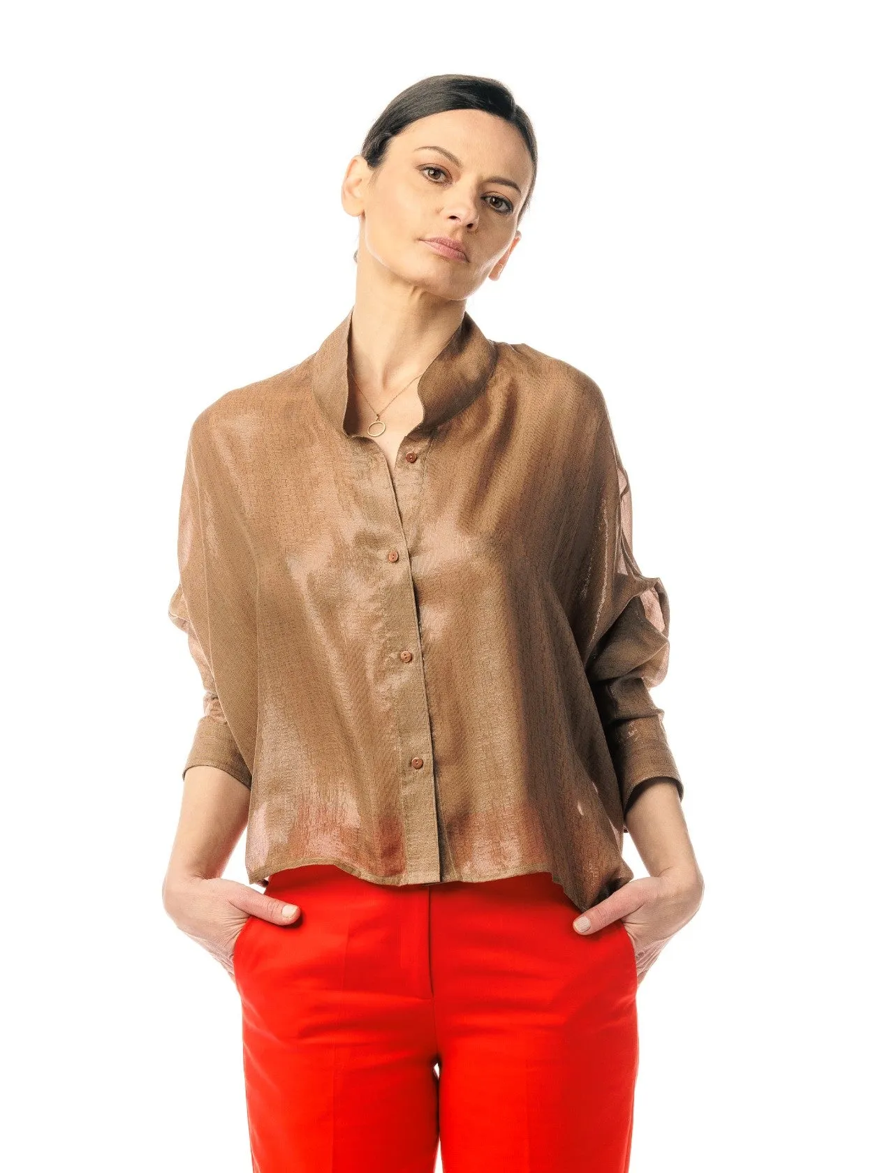 Grazia Brown Silk Shirt