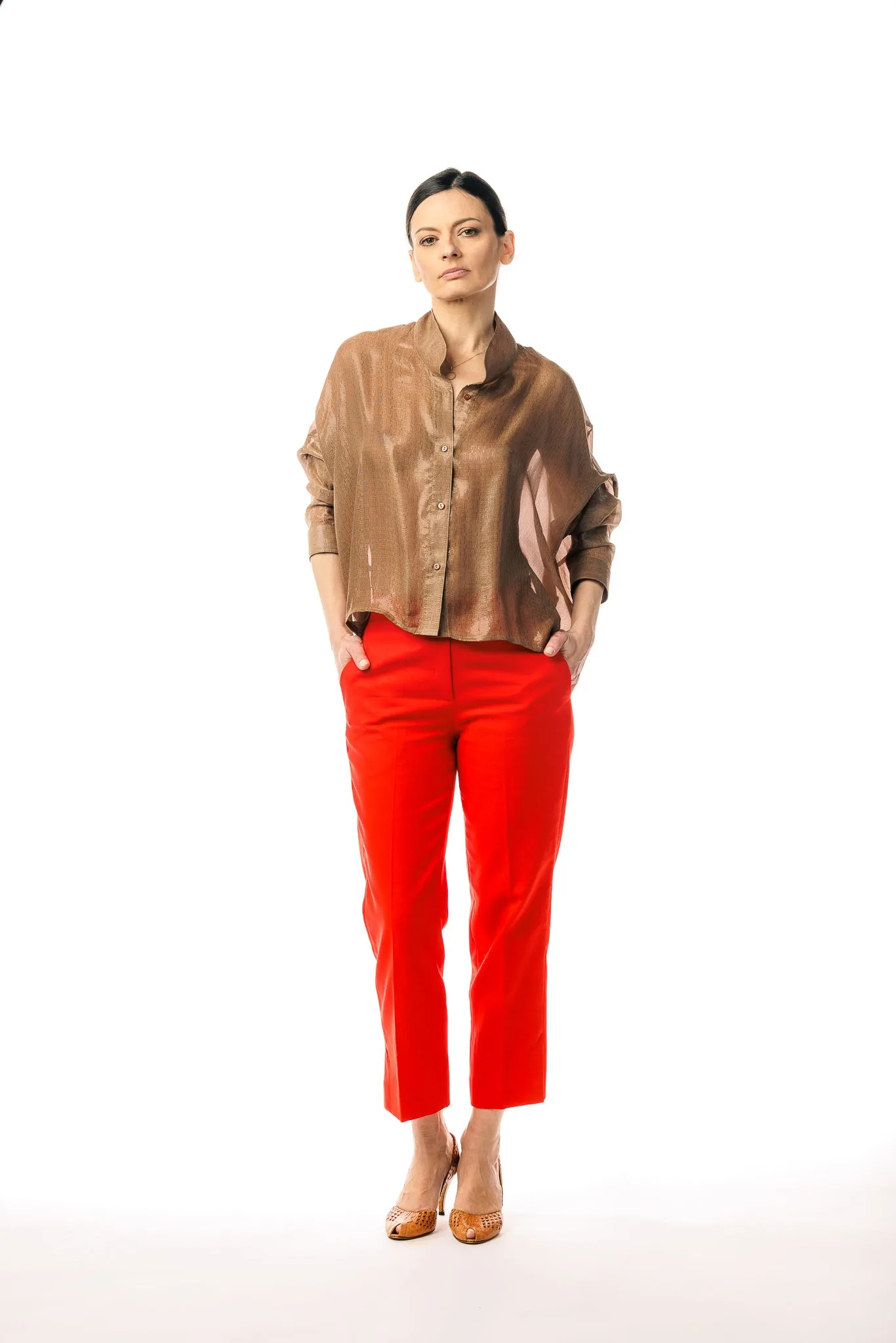 Grazia Brown Silk Shirt