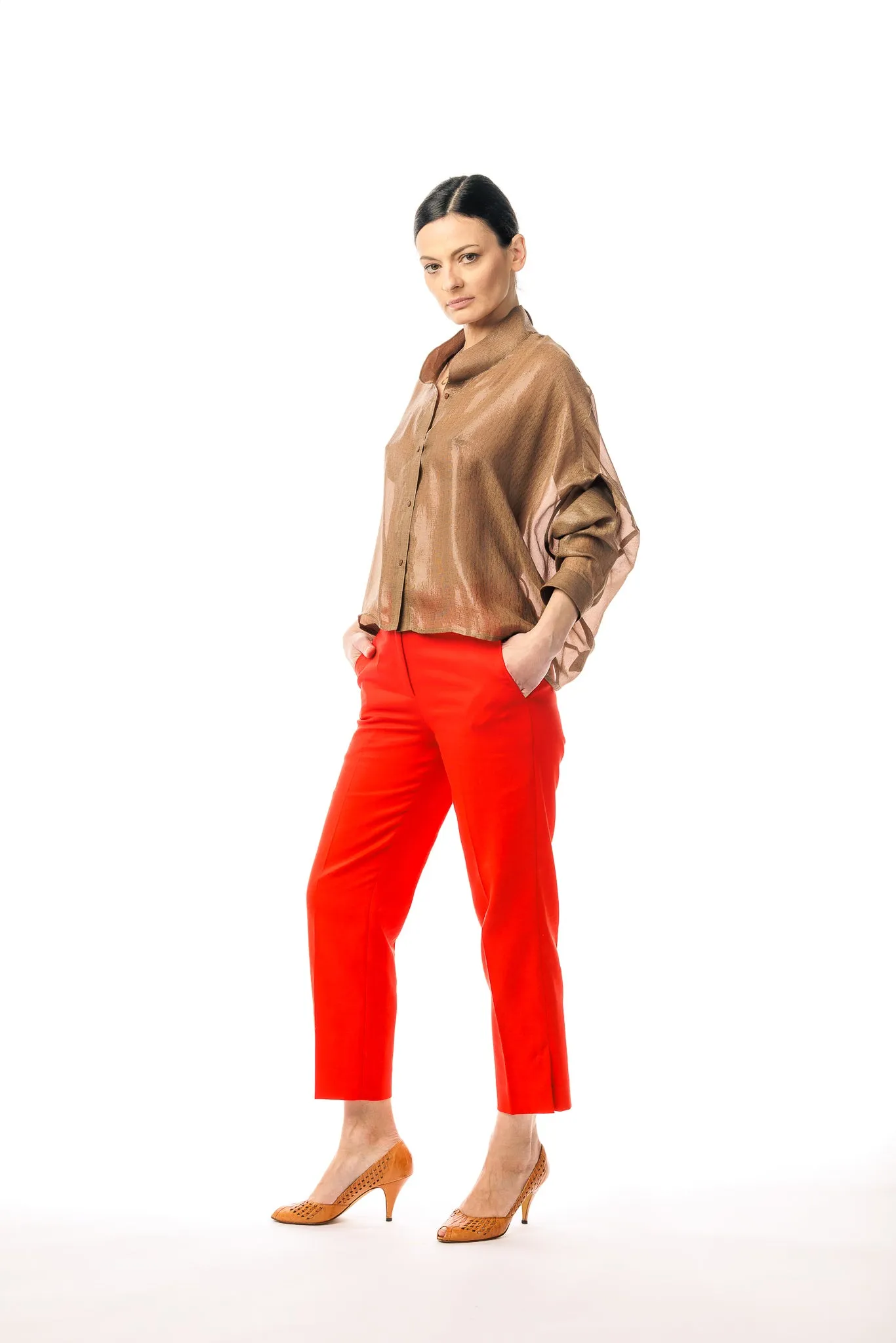 Grazia Brown Silk Shirt