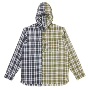 HOODED SHIRTS / NAVY/GREEN