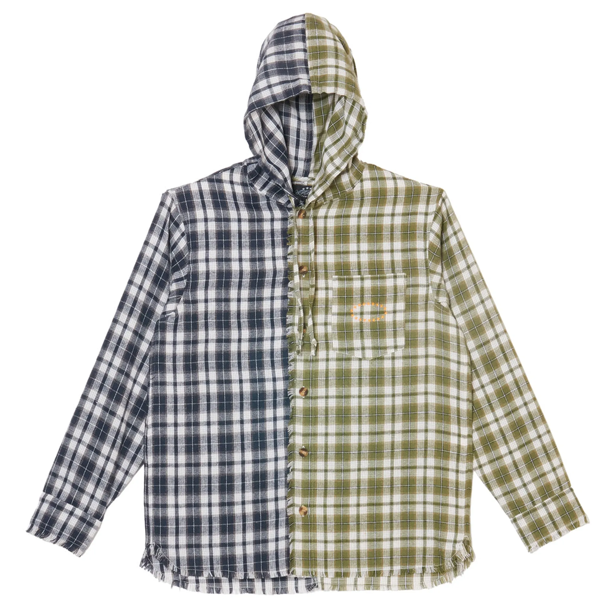 HOODED SHIRTS / NAVY/GREEN