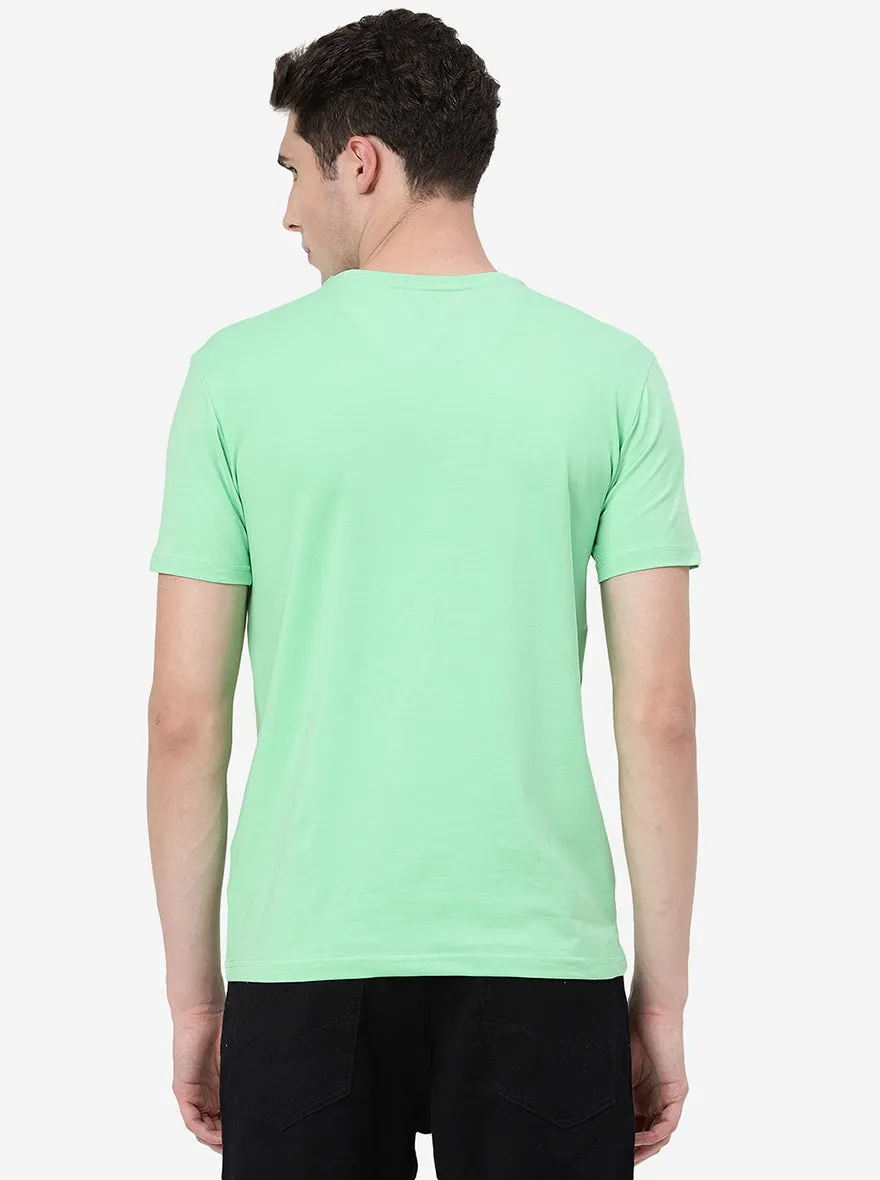Irish Green Printed Slim Fit T-Shirt | JadeBlue